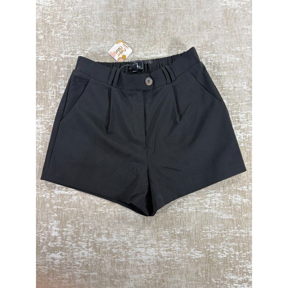HAVE Black High Waisted Pleated Trouser Shorts - Size Small NWT